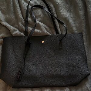 Black Women's Tote Bag with Tassel